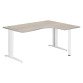 Bureau compact chêne gris L 160 cm retour à droite piètement L réglable métal Plus Essens