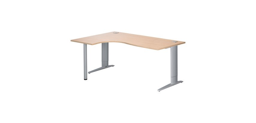 Compact desk Excellens Metal Plus fixed or adjustable L-shaped leg at assembly.