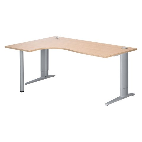 Mesa compacta roble claro patas "L" Metal Plus aluminio Excellens 180 cm ala izquierda