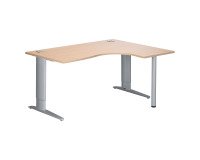 Compact desk Excellens Metal Plus fixed or adjustable L-shaped leg at assembly.