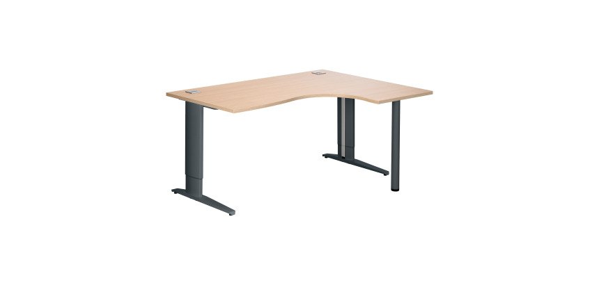 Scrivania excellens rovere 160 cm con angolare integrato destro e gambe regolabili antracite