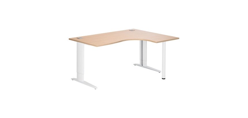 Compact desk Excellens Metal Plus fixed or adjustable L-shaped leg at assembly.