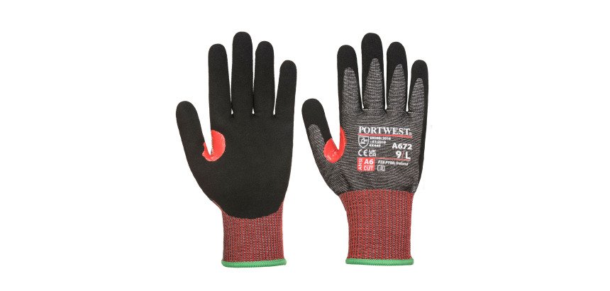 Guanti antitaglio F Portwest A672 in schiuma di nitrile nero, 1 paio