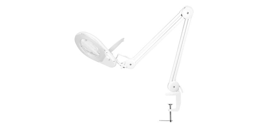 Lampe loupe à LED, avec pince, blanc