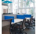 Lateral acoustic desk screen for desks Ecla W 80 cm indigo blue