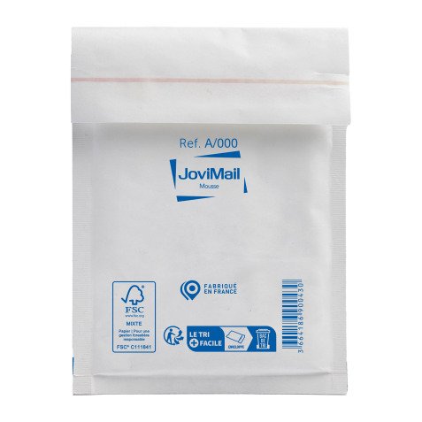 Pochette matelassée de mousse kraft blanc 110 x 160 mm - Carton de 200