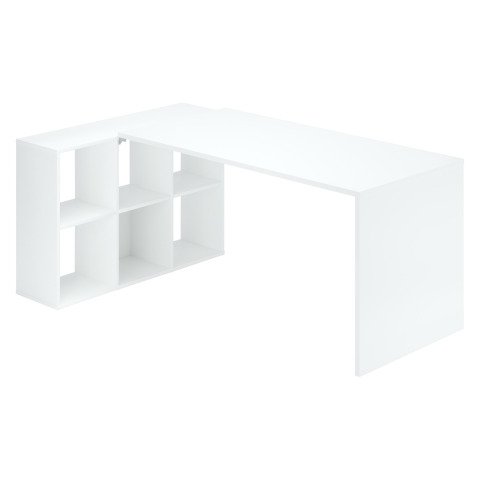 Escritorio con estantería 6 compartimentos blanco Maxicubos