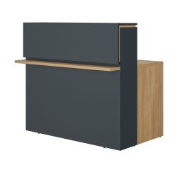 Geradlinige Empfangstheke L 120 cm Well Anthrazit/bernsteinfarbene Eiche