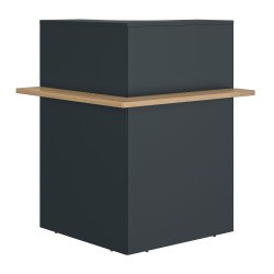 Banque d'accueil d'angle Well anthracite / chêne ambré