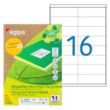 Etiquette adresse jet d'encre et laser recyclée 99,1 x 33,9 mm Agipa 102647 blanche - Boîte de 1600