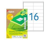 Etiquette adresse jet d'encre et laser recyclée 99,1 x 33,9 mm Agipa 102647 blanche - Boîte de 1600