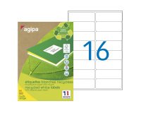 Etiquette adresse jet d'encre et laser recyclée 99,1 x 33,9 mm Agipa 102647 blanche - Boîte de 1600
