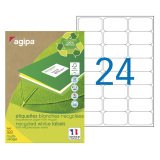 Etiquette adresse jet d'encre et laser recyclée 63,5 x 33,9 mm Agipa 102645 blanche - Boîte de 2400