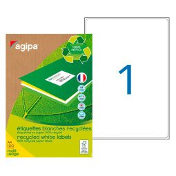 Doos met 100 ecologische witte etiketten - 199,6 x 289,1 mm - afgeronde hoeken - multifunctioneel