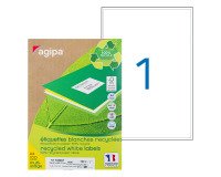 Etiquette adresse jet d'encre et laser recyclée 199,6 x 289,1 mm Agipa 102651 blanche - Boîte de 100