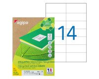Etiquette adresse jet d'encre et laser recyclée 105 x 42,4 mm Agipa blanche - Boîte de 1400