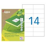 Etiquette adresse jet d'encre et laser recyclée 105 x 42,4 mm Agipa 101191 blanche - Boîte de 1400