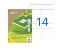 Etiquette adresse jet d'encre et laser recyclée 105 x 42,4 mm Agipa blanche - Boîte de 1400