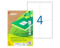 Etiquette adresse jet d'encre et laser recyclée 99,1 x 139 mm Agipa 102649 blanche - Boîte de 400