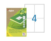 Etiquette adresse jet d'encre et laser recyclée 99,1 x 139 mm Agipa 102649 blanche - Boîte de 400