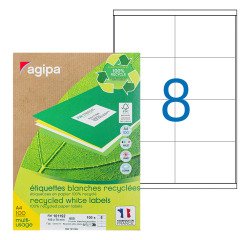 Address label recycled inkjet and laser 105 x 70 mm Agipa 101192 white - Box of 800