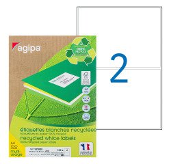 Address label inkjet and laser recycled 199.6 x 143.5 mm Agipa 102650 white - Box of 200