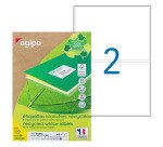 Etiquette adresse jet d'encre et laser recyclée 199,6 x 143,5 mm Agipa 102650 blanche - Boîte de 200