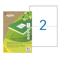 Etiketten für Tintenstrahl- und Laserdrucker auf Recyclingpapier 199,6 x 143,5 mm Agipa 102650 weiß - Packung mit 200 Stück