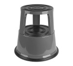 Tabouret wonday metal 3 roues pivotantes escamotables 2     niveaux anti-derapant coloris gris