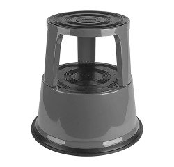 Tabouret wonday metal 3 roues pivotantes escamotables 2     niveaux anti-derapant coloris gris