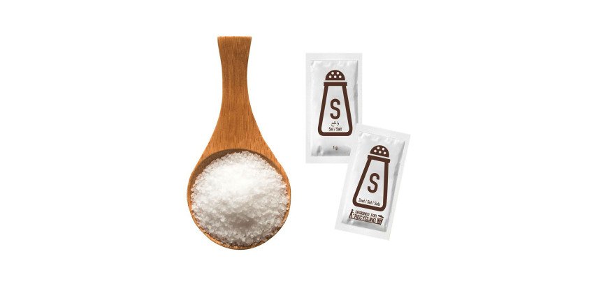 Portion de sel, emballé à l'unité, dans un carton