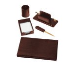 Servizio scrittoio - similpelle - 5 componenti - marrone - City Time
