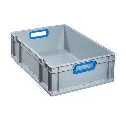 Bac de rangement ProfiPlus EuroBox, poignée ouverte, gris/bleu
