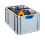 Bac de rangement ProfiPlus EuroBox, poignée ouverte, gris/bleu