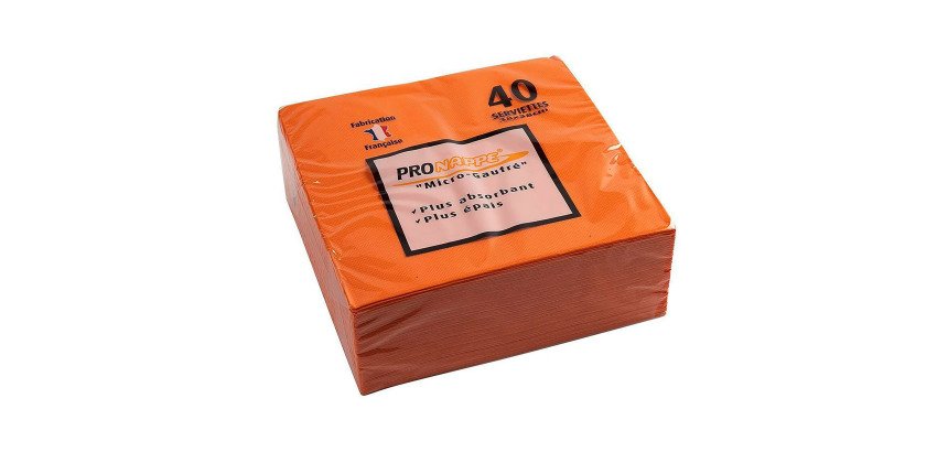 Paquet de 40 serviettes micro-gaufrées ouate 2 plis - 38x38 cm