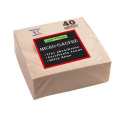Paquet de 40 serviettes micro-gaufrées ouate 2 plis - 38x38 cm