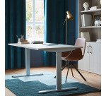 Bureau assis-debout Ecla Ergo réglage électrique en hauteur piètement gris aluminium
