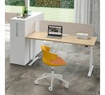 Electrically adjustable Ergomaxx Memo L height desk 140 x 80 cm light oak surface