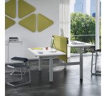 Desk with 2 electrically adjustable height Ergomaxx Memo  L 140 x D 80 cm white top.