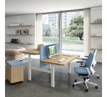 Pôle de 2 bureaux assis-debout Ergomaxx réglage électrique en hauteur avec top access