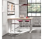 Electrically adjustable Ergomaxx Memo L height desk 140 x 80 cm light oak surface