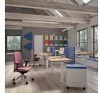 Pôle de 2 bureaux réglables en hauteur électriques Ergomaxx Memo -3 mémoires de position - 1 USB-A et C