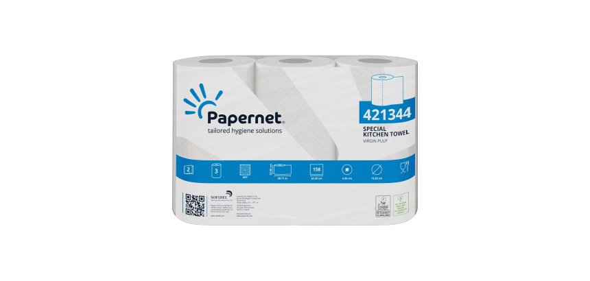 Asciugatutto Papernet 2 veli 3 rotoli da 158 strappi