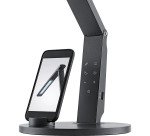 Lampe LED Vario Plus avec variateur, anthracite. Dim tête 46,5 cm x 4,4, pied Ø 20, bras 17 x 33 cm