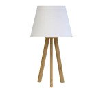 Lampe de bureau led Unilux avec abat jours sur trépied en bambou katy blanc bambou