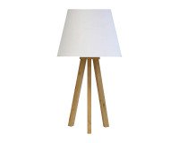 Lampe de bureau Led Unilux avec abat jours sur trépied en bambou katy blanc bambou