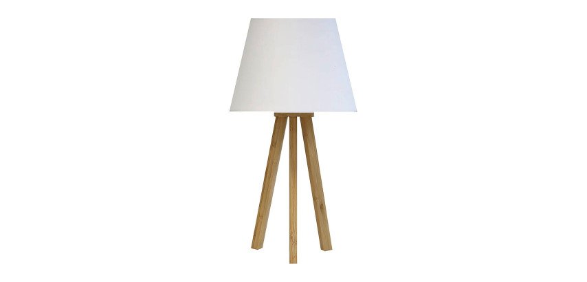 Lampe de bureau Led Unilux avec abat jours sur trépied en bambou katy blanc bambou