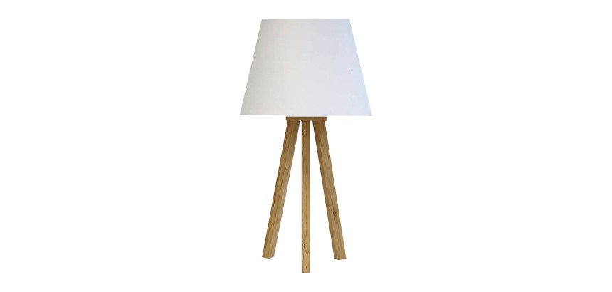 Lampe de bureau led Unilux avec abat jours sur trépied en bambou katy blanc bambou