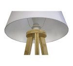 Lampadaire trépied en bambou Unilux avec abat jours en tissu tooka bambou et blanc