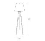 Lampadaire trépied en bambou Unilux avec abat jours en tissu tooka bambou et blanc